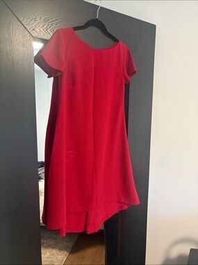 Red Short Sleeve A-Line maternity Dress
